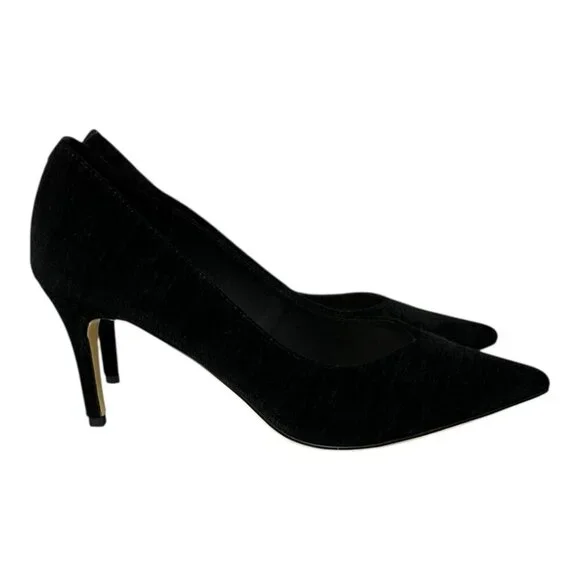 Melyann Throw Black Velvet Pumps Women's 8 Heels Point Toe - Picture 1 of 7